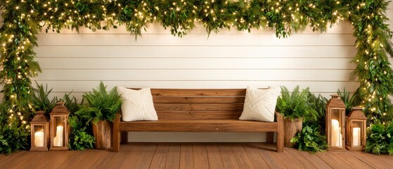 Cozy rustic christmas porch decoration with holiday wreaths farmhouse kitchen vibes and festive lights