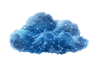 Blue Geometric Cloud Network isolated on a transparent background 1
