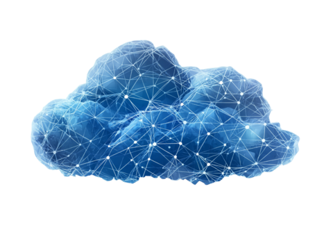 Blue Geometric Cloud Network isolated on a transparent background 1 - Powered by Adobe