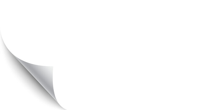 Curled Page Corner Effect with Gray Underside on Transparent Background

