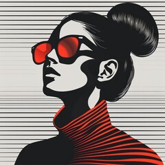 The illustration combines bold, modern design elements with a minimalist aesthetic, creating a chic and contemporary look.