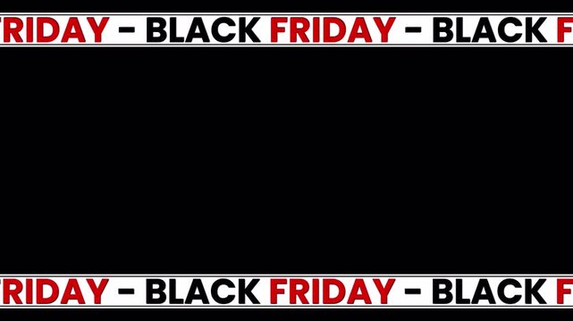 Animated Black Friday banner with moving red ribbon – seamless loop on transparent background for promo, advertising, and discount videos.	
