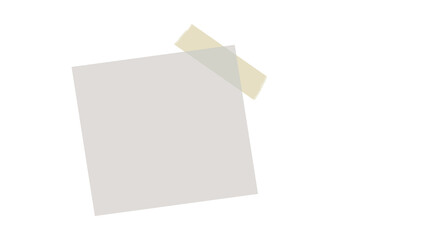 Minimalist Square Note Paper Attached with Transparent Tape on a Clean Background

