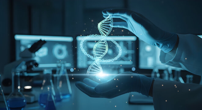 Innovative DNA research with gloved hands in a modern laboratory promises exciting advancements in medicine and genetic engineering for a healthier future