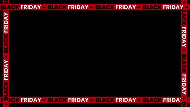 Animated Black Friday banner with moving red ribbon – seamless loop on transparent background for promo, advertising, and discount videos.	