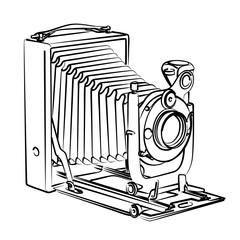 A sketch of vintage film photo camera.
