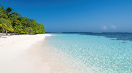 Secluded island beach with turquoise water and white sand creates tranquil paradise