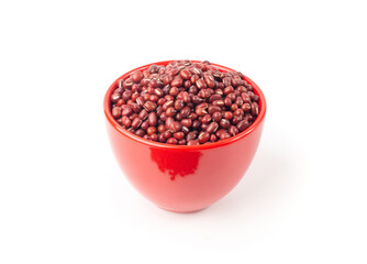 Red adzuki beans isolated, raw azuki bean pile, Vigna angularis legume seeds, dry red mung bean