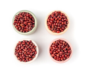 Red adzuki beans isolated, raw azuki bean pile, Vigna angularis legume seeds, dry red mung bean
