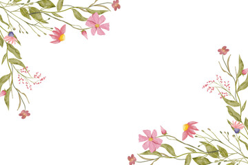Watercolor flowers background vector for design.
