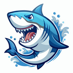Naklejka premium Great Shark with Splash Vector Illustration