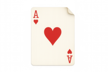 Ace of hearts playing card representing luck, love, and gambling, isolated with transparent background