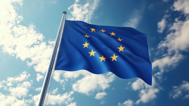 European Union flag waving in the wind