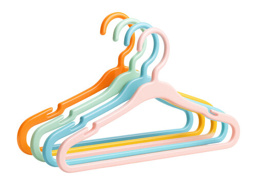 Space-saving stackable plastic hangers ideal for small apartment wardrobes.