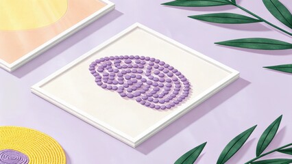 A minimalist purple brain icon inside a square white frame