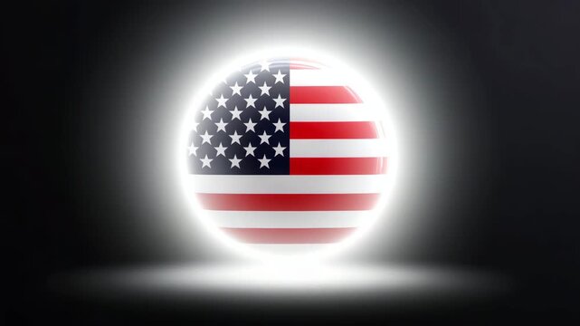 Glossy circular badge with American flag design