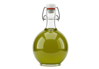 Olive oil in a glass bottle isolated on transparent background, healthy cooking ingredient for Mediterranean cuisine