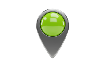Green map pointer isolated PNG, location pin icon for navigation and travel apps on transparent background