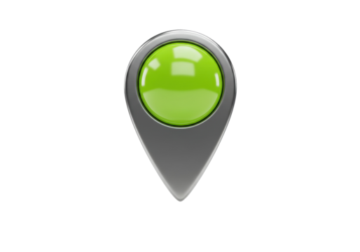 Green map pointer isolated PNG, location pin icon for navigation and travel apps on transparent background