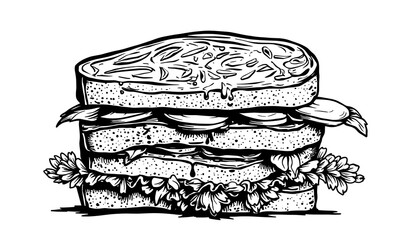 Delicious layered sandwich with fresh vegetables and creamy spread, perfect for lunch or a snack any time of day Generative AI