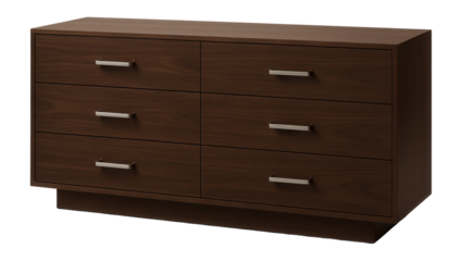 Spacious six-drawer dresser in dark walnut, perfect for family storage needs.