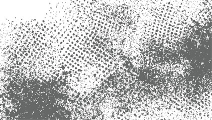 Abstract grey speckles and dots scattered across a white background with varying density.