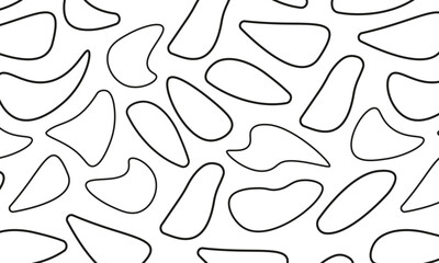 Seamless abstract black and white pattern with stone outlines