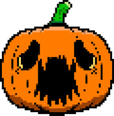 Pixel art halloween pumpkin icon isolated on white background. Vector illustration