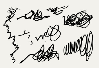 Vector graphic elements. isolated hand drawn pencil underlines, scribble lines.