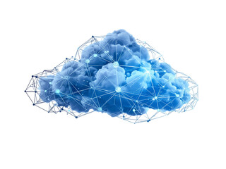 Obraz premium Blue Cloud with Network Connections isolated on a transparent background