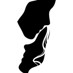 People face silhouette colorful background on white background couple relationship  kiss 
