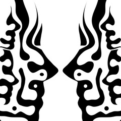 People face silhouette colorful background on white background 