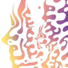 People face silhouette colorful background  
