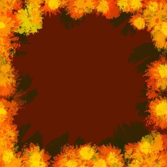autumn leaves border frame illsutration on brown color