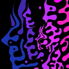 People face silhouette colorful background 