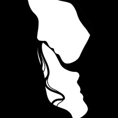 People face silhouette colorful background on white background 