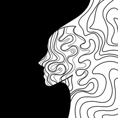 People face silhouette colorful background on white background 