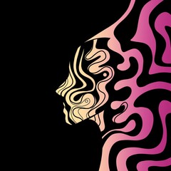 People face silhouette colorful background on white background 