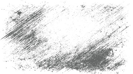 Abstract gray distressed texture with diagonal lines and scattered speckles on a white background