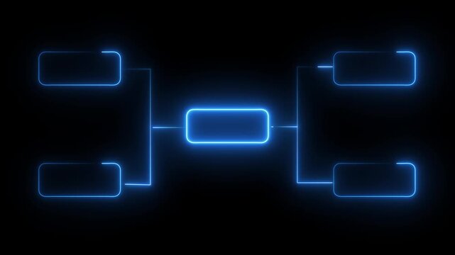 Glowing neon line Business hierarchy organogram chart infographics.It is suitable for all kinds of quizzes animated black background
