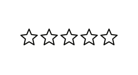Five stars rating icon for customer review and satisfaction. Quality evaluation and feedback symbol. Zero stars product or service ranking classification vector outline.