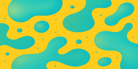 Abstract organic blob shapes in bright teal and yellow with subtle textured background