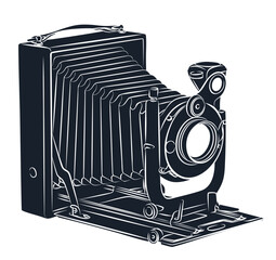 A sketch of vintage film photo camera.
