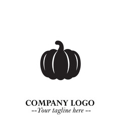 Pumpkin Logo Symbol in Black on the White Background Minimalist Vegetable Vector Illustration