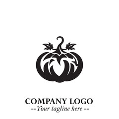 Pumpkin Logo Symbol in Black on the White Background Minimalist Vegetable Vector Illustration