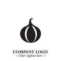 Pumpkin Logo Symbol in Black on the White Background Minimalist Vegetable Vector Illustration