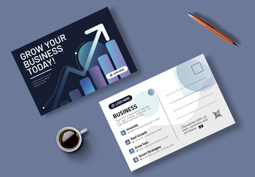 Business Grow Post Card Template