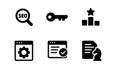 Essential seo and analytics icons set for digital marketing and website optimization