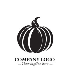 Pumpkin Logo Symbol in Black on the White Background Minimalist Vegetable Vector Illustration