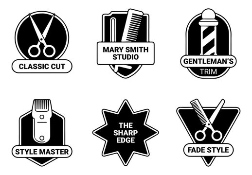 Hair Cutting Badge Design Set
